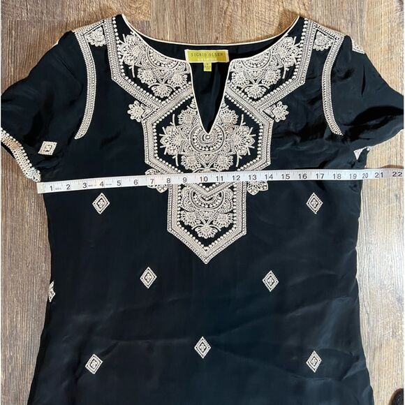 Sigrid Olsen Signature Short Sleeve Embroidered Shift Dress Size 6 - Picture 6 of 9